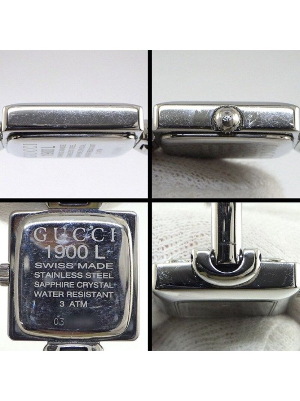 Gucci Watch Bangle Square Sunray Gray Dial SS Quartz Analog - Picture 6 of 11